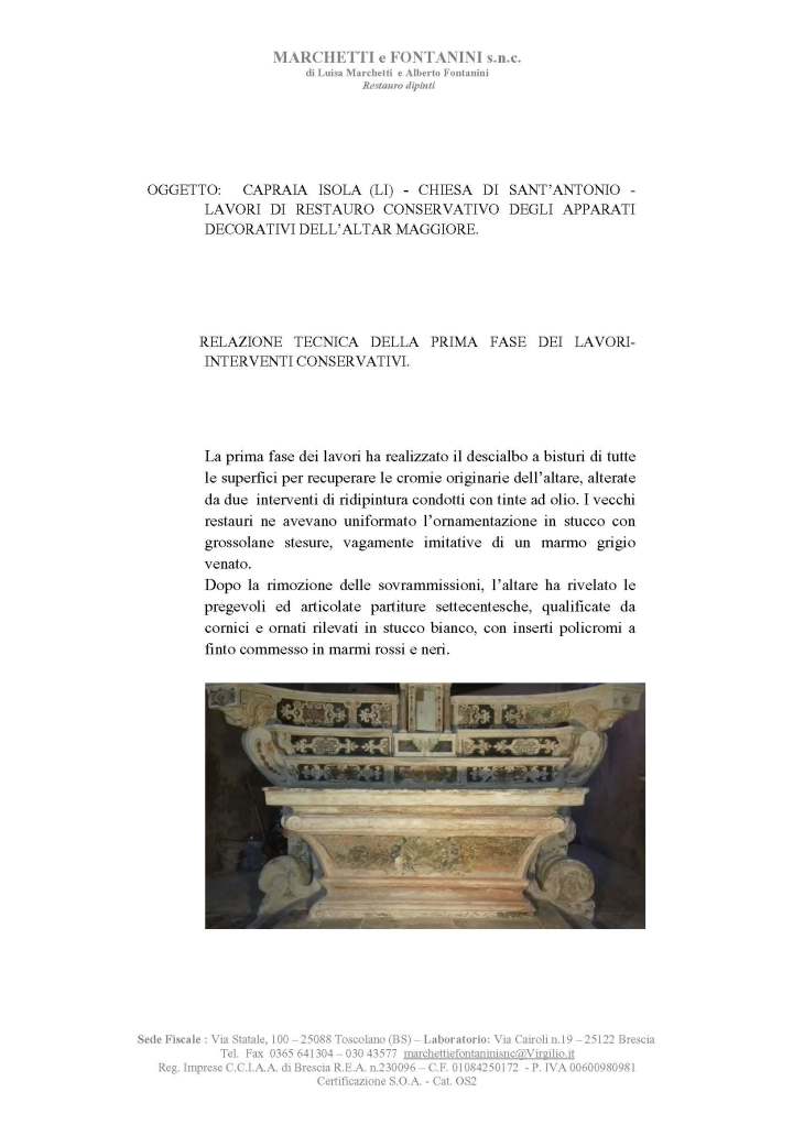 Capraia S Antonio Restauro Altar maggiore Relazione Tecnica I fase Lavori.(1)_Page_1